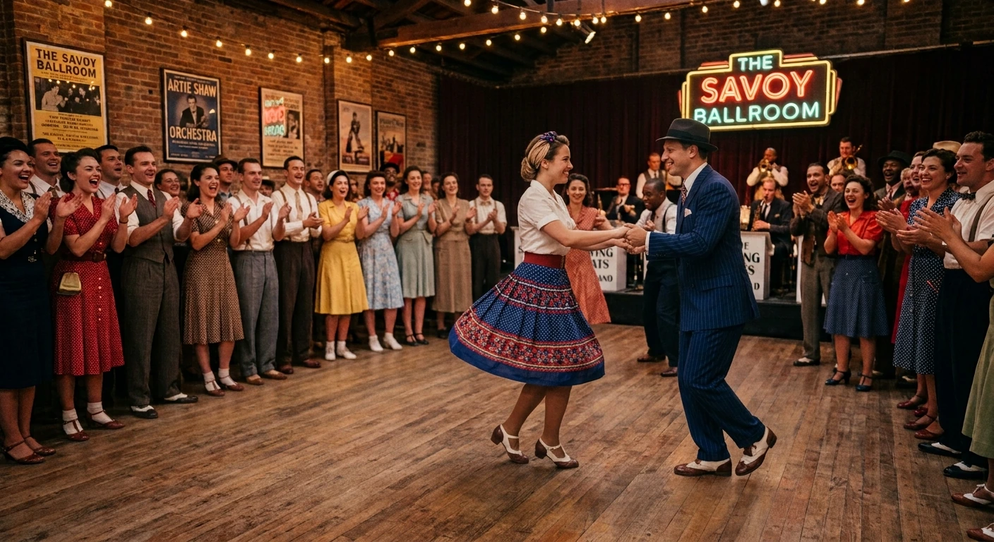 Ballerini di lindy hop in una sala da ballo anni Trenta